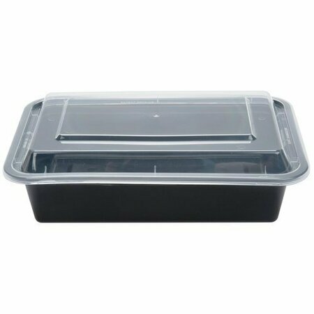 KARIOUT Tripak 8x6x2 Microwaveable Container Black Base Combo Pack, 150PK MT6350B